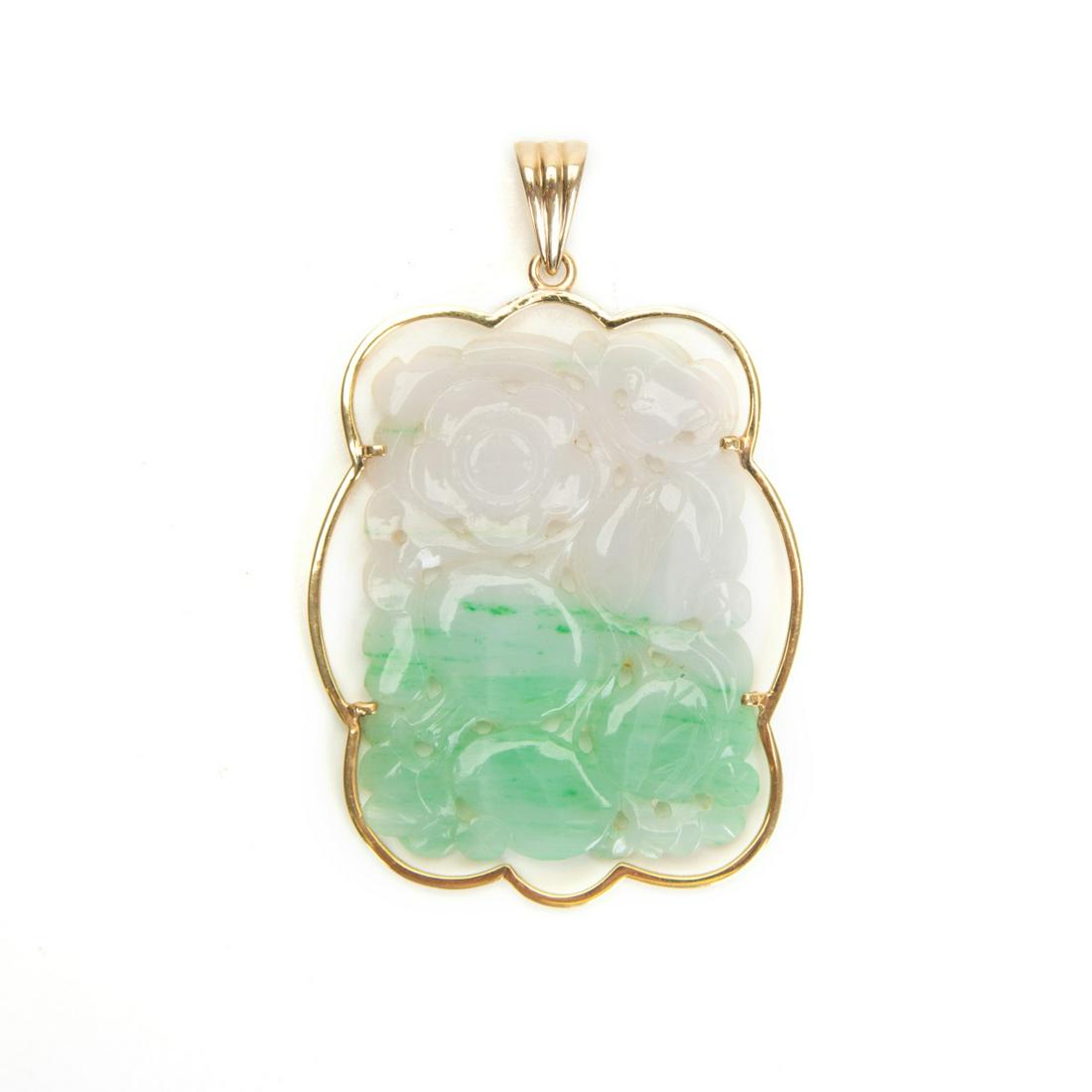 CHINESE JADE JADEITE 14K GOLD PENDANT (1 of 6)