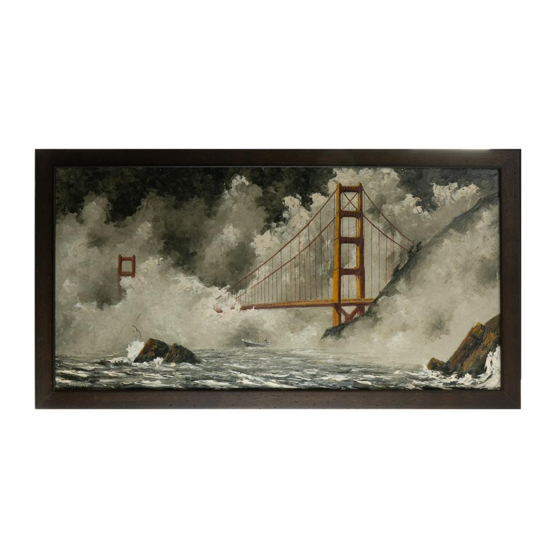 FRAMED OIL ON CANVAS,GOLDEN BRIDGE, SIGNED (1 of 6)