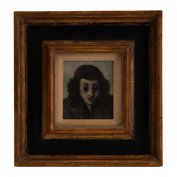 Alexander Brook, New York / Georgia OIL: Oil on canvas in an ebony and gold tone wooden frame, signed on the lower right â€œA. Brook” by Alexander Brook. There is a tag on the back from Kraushaar Galleries, 724 Fifth Avenue, New York 1