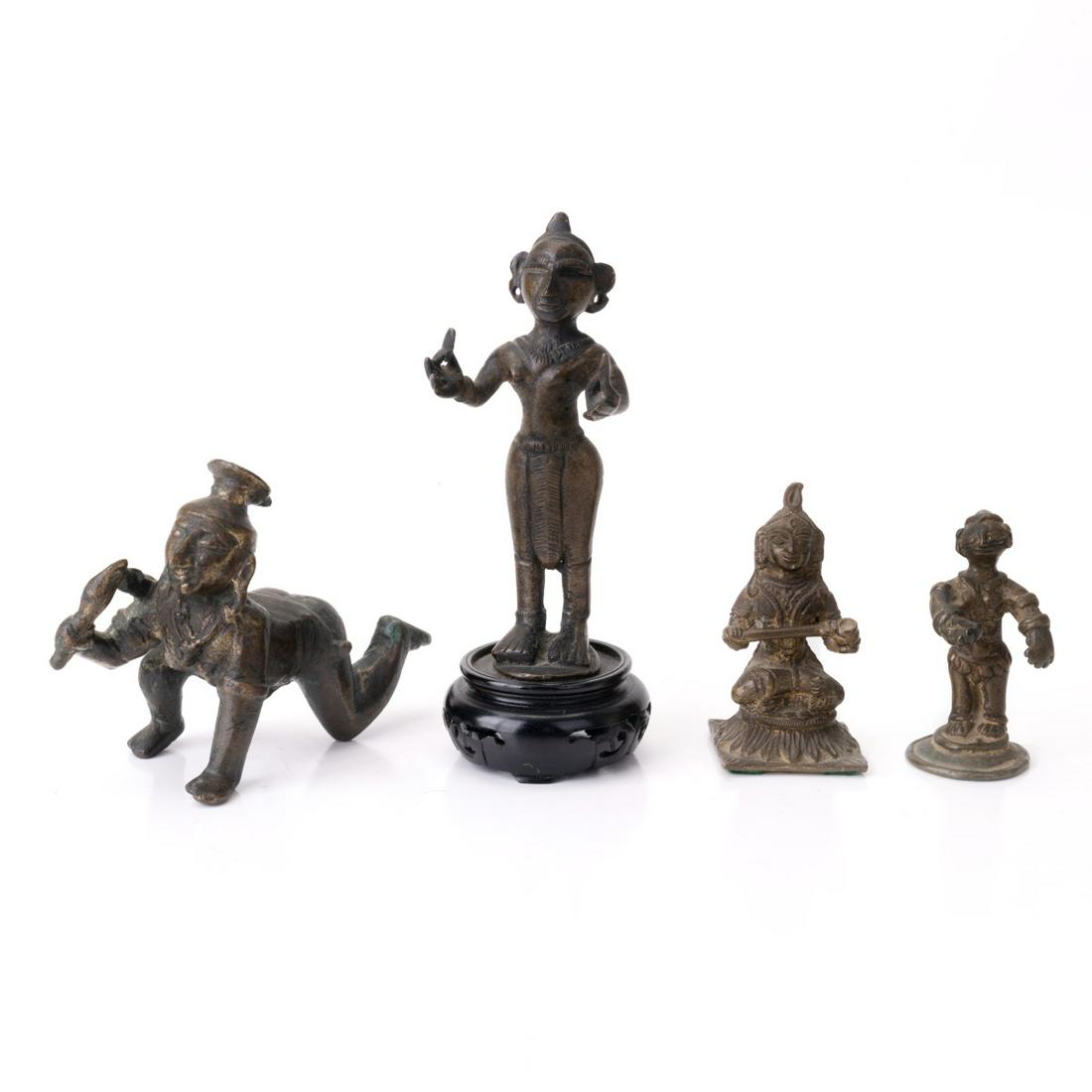 GROUP OF 4 BRONZE DIETY: H:5.25in(13.3cm) - 3.25in(8.2cm) - 2.75in(6.9cm)
