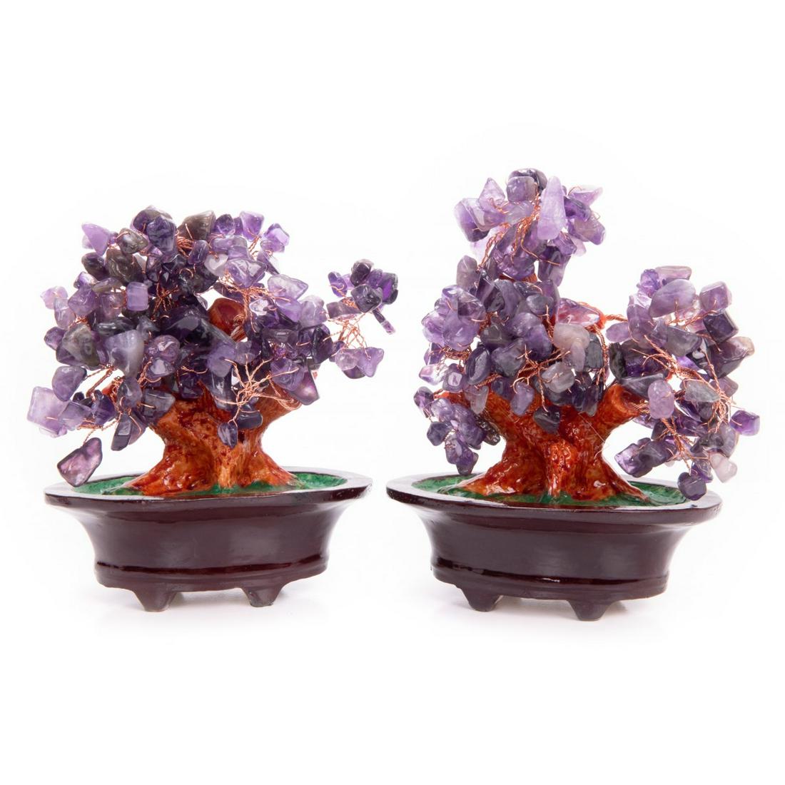 TWO AMETHYST STONE BONSAI TREE (1 of 1)