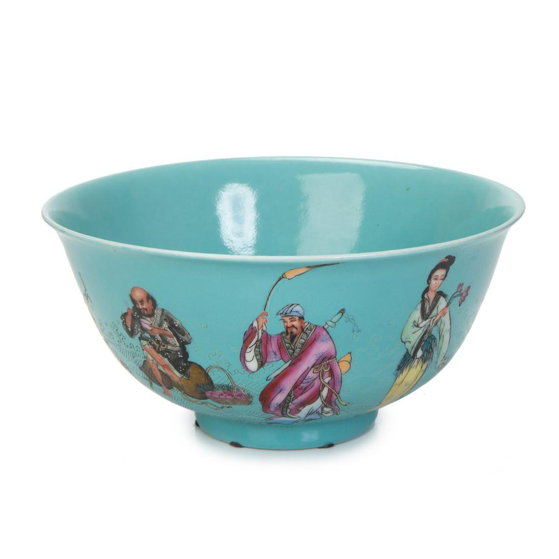CHINESE TURQUOISE GLAZE IMMORTAL BOWL (1 of 6)