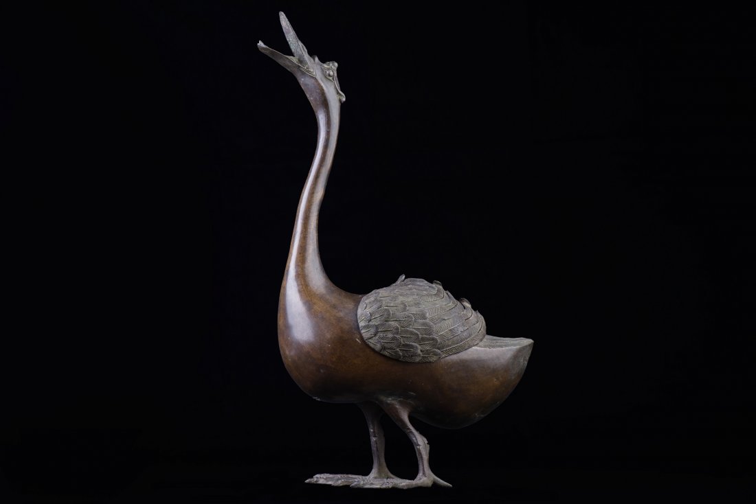 BRONZE SWAN INCENSE BURNER (1 of 1)