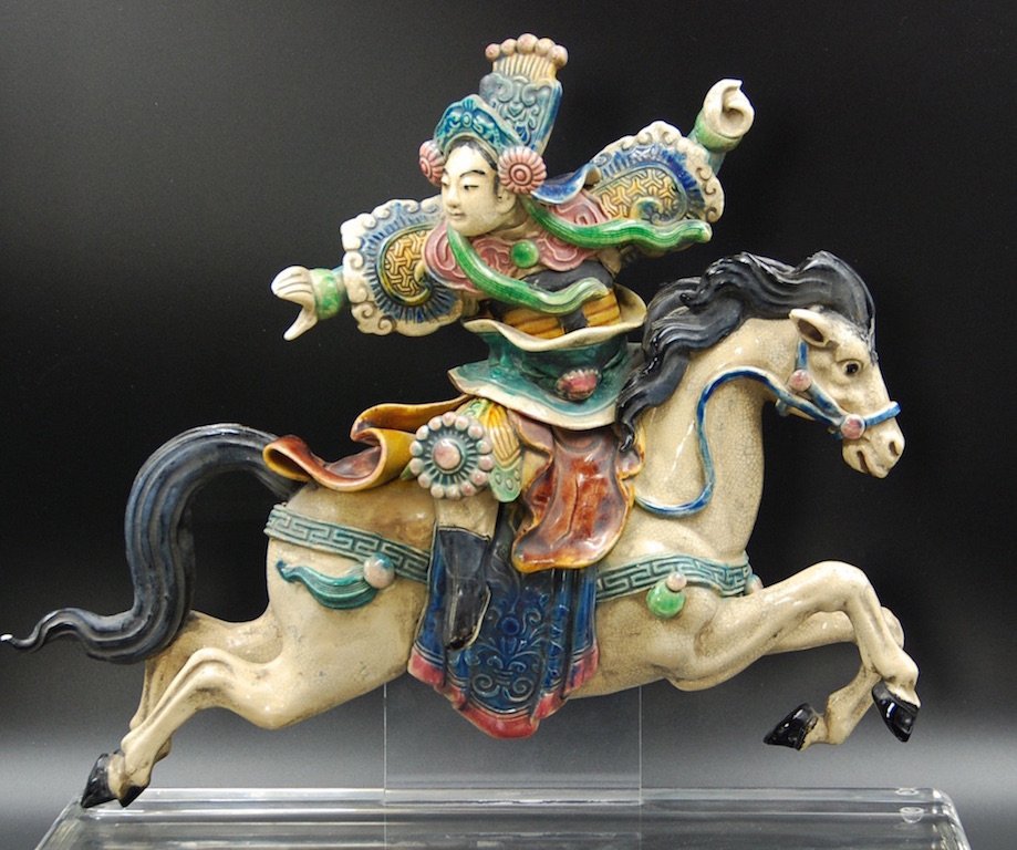 CERAMIC WARRIOR ASTRIDE HORSE ROOF TILE (1 of 6)