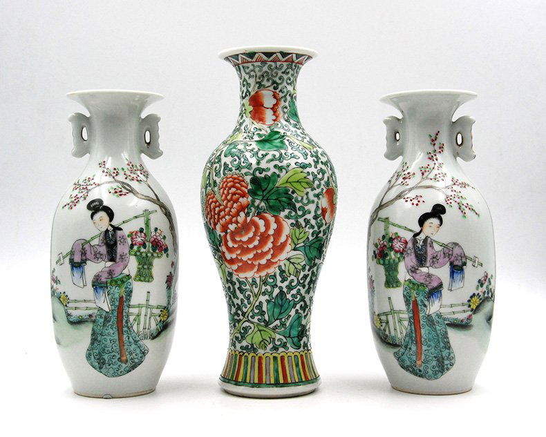 PAINTED VASE SET OF THREE (1 of 3)