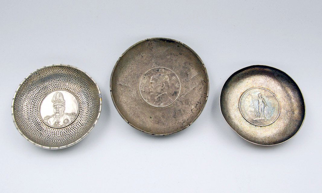 QING DYNASTY SILVER COIN DISHES (1 of 5)