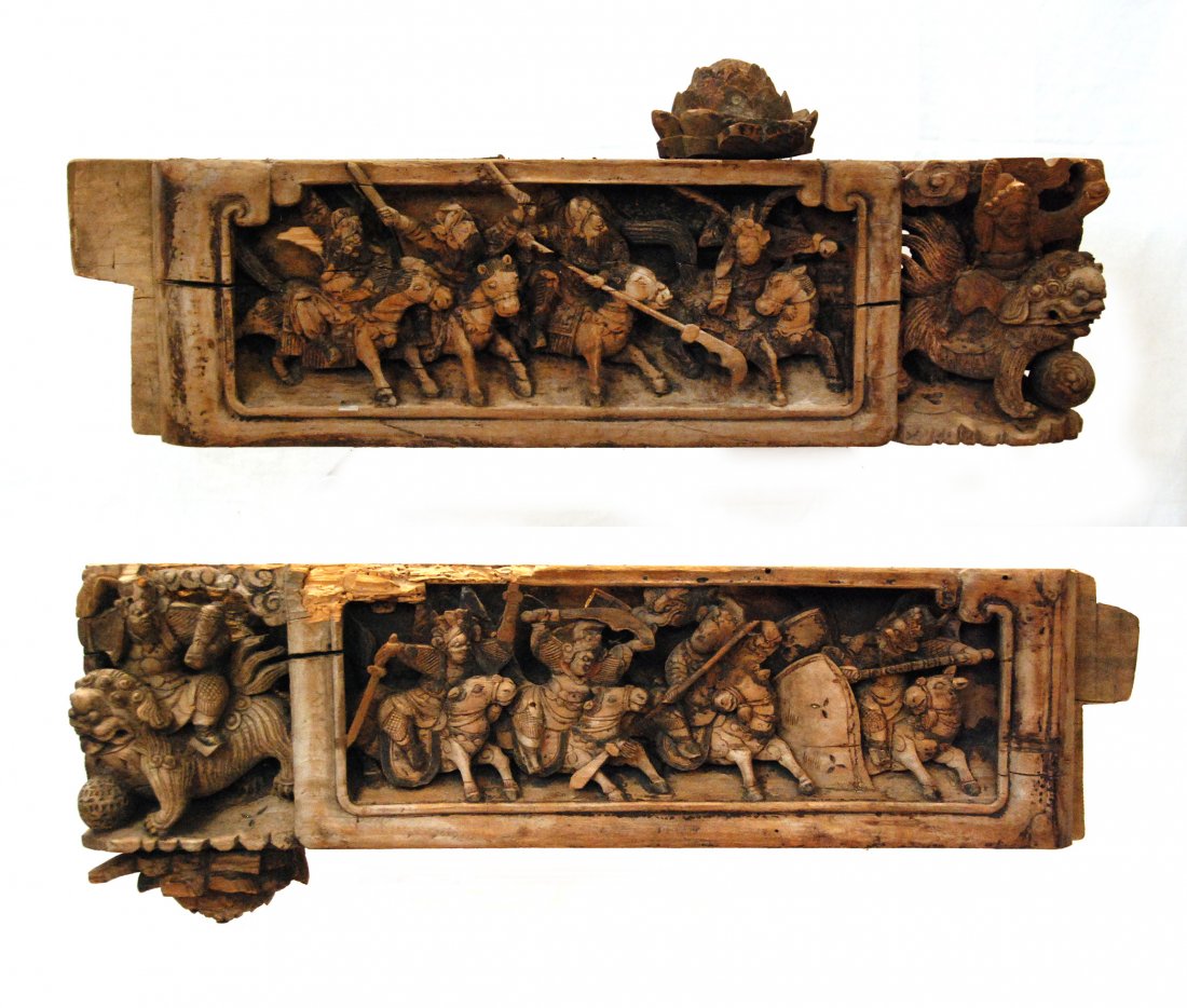 PAIR OF QING DYNASTY WOOD CARVINGS (1 of 1)