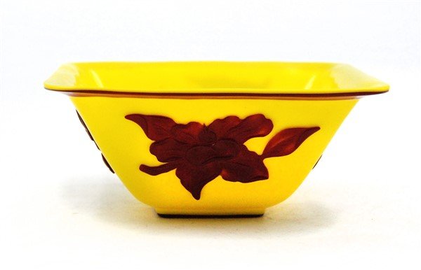 RED AND YELLOW BEIJING GLASS BOWL (1 of 2)