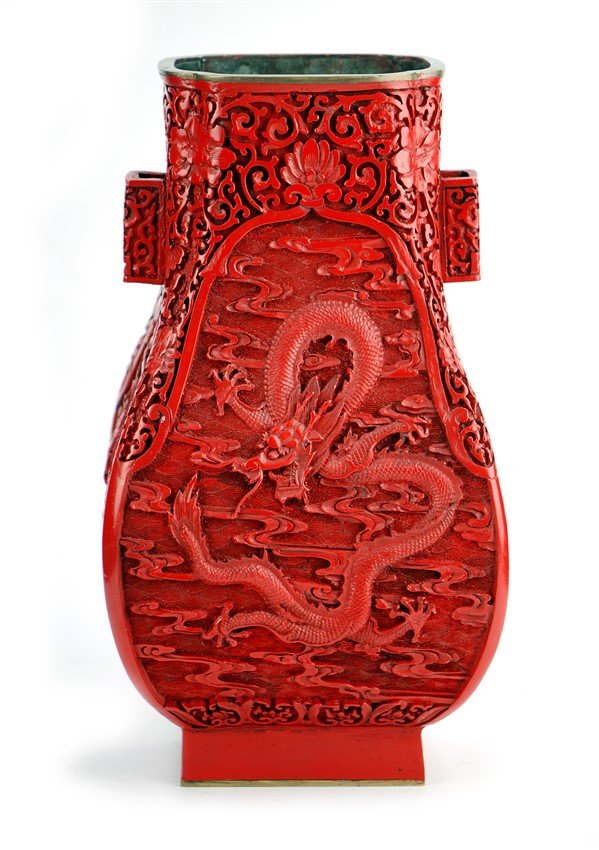 CINNABAR BRONZE VASE DRAGON (1 of 6)