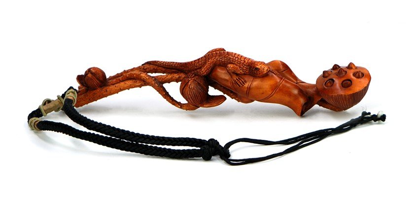LOTUS POD RUYI SCEPTER: Carved from wood