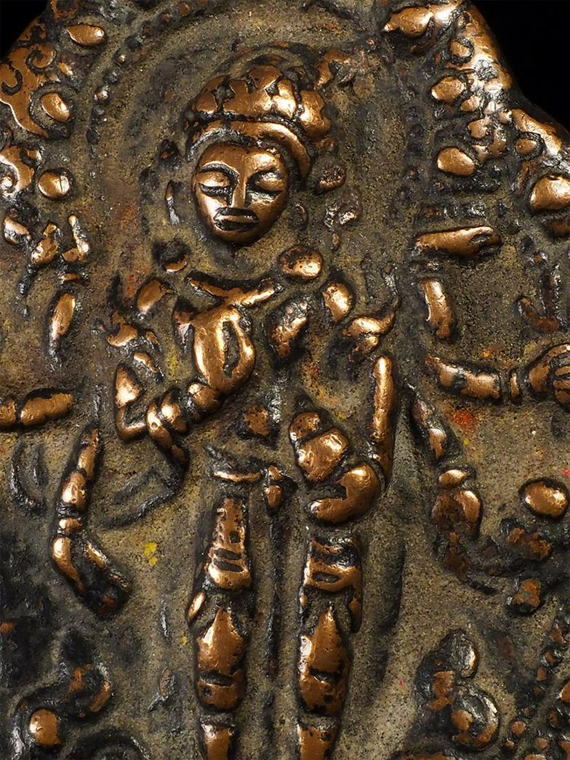 Antique Nepalese Copper Plaque with Bodhisattva. (1 of 6)