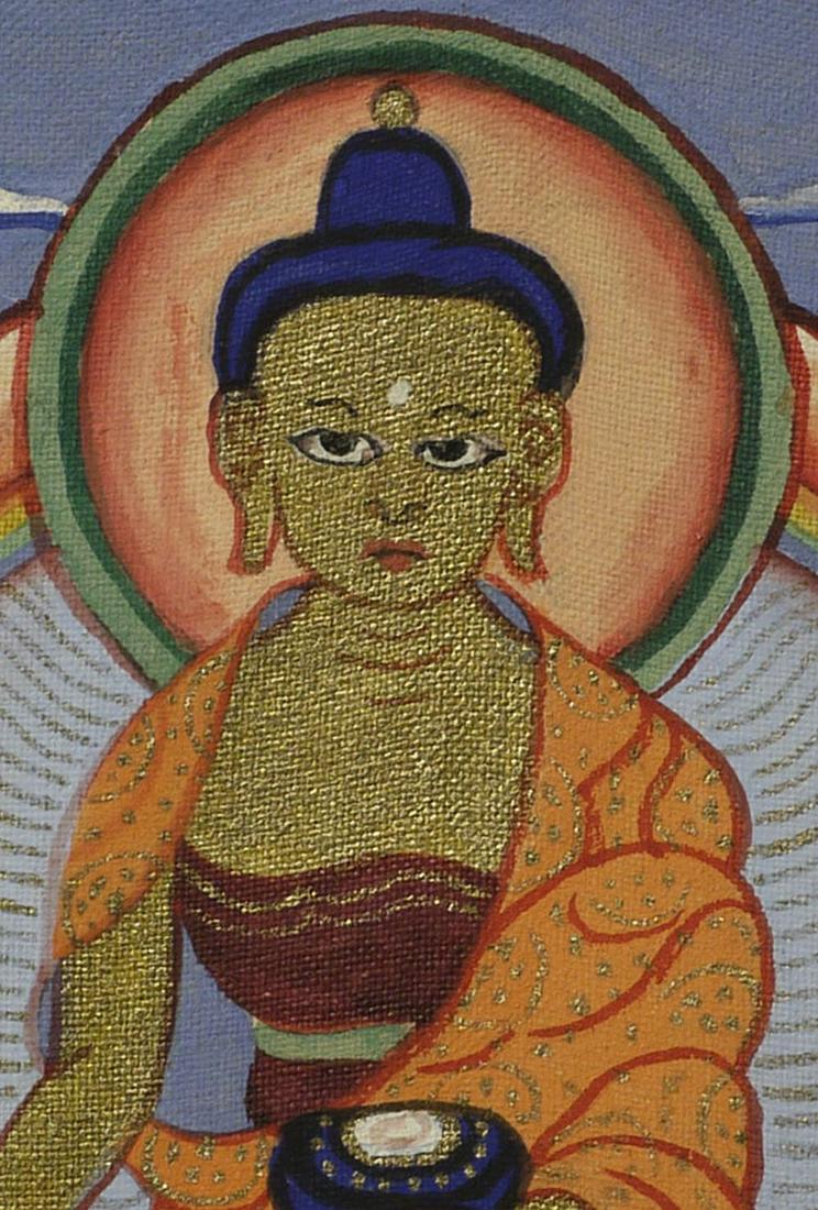 Cute Mongolian Thangka measures 5 1/8 x 5 7/8 inches. (1 of 7)