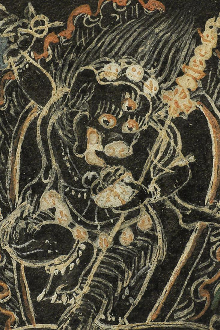 Miniature black ground Mongolian thangka. (1 of 8)