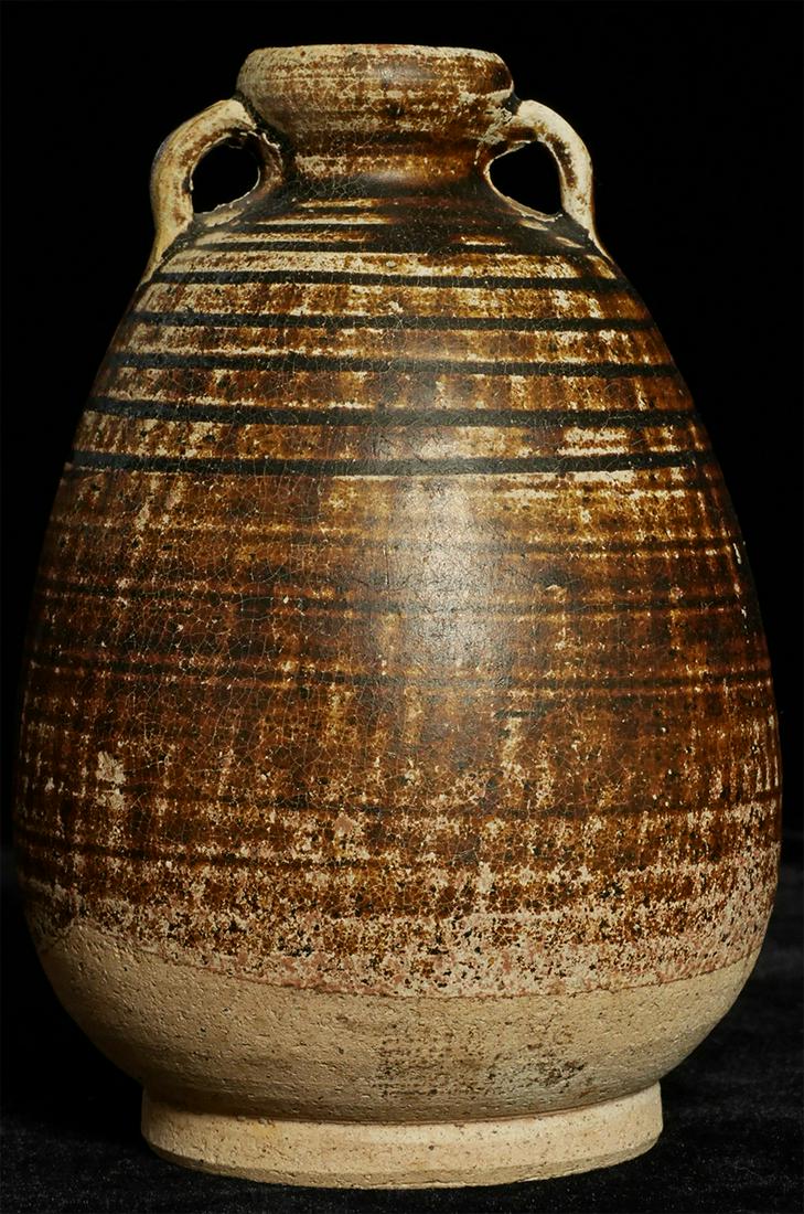 Beautiful large 14/15thC Thai Sawankalok Vase collected: Beautiful large 14/15thC Thai Sawankalok Vase collected in the 1970's. Stands 4 5/8 inches tall. Lovely fat shape. 5.5 inches tall.