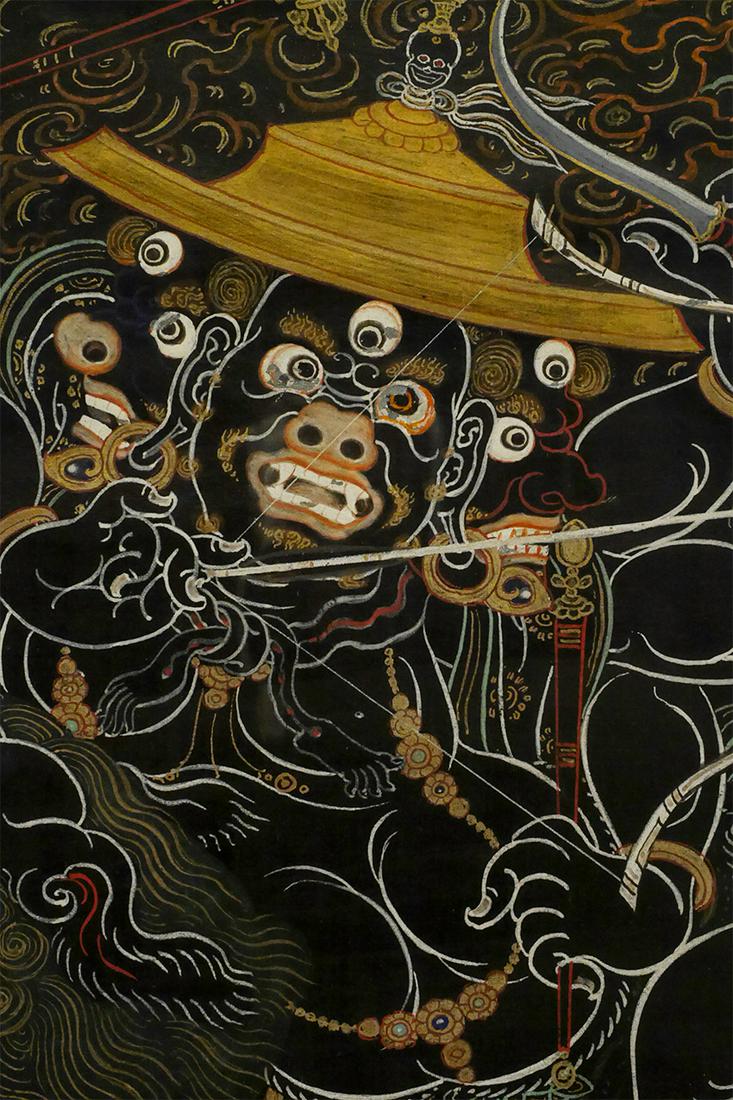 Antique Mongolian black ground Thangka. (1 of 11)