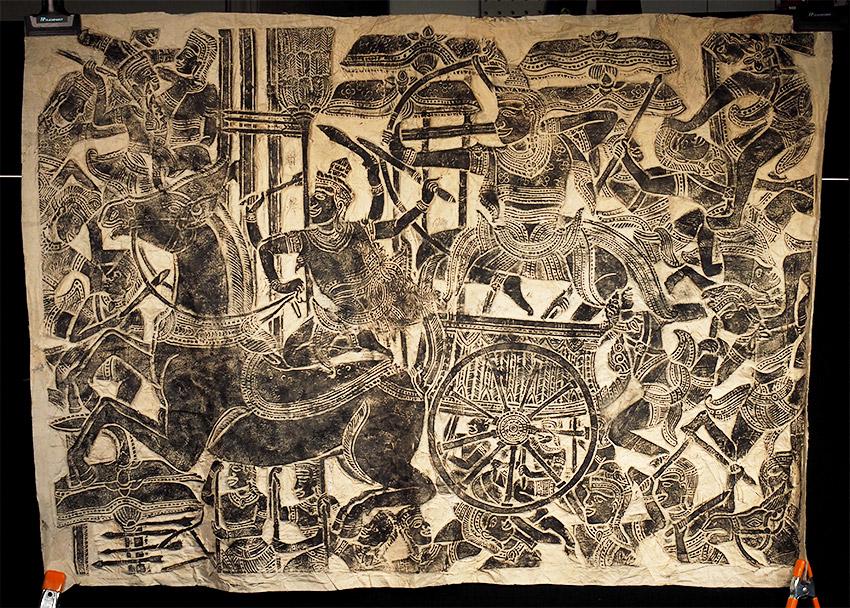 Three Cambodian stone temple rubbings. (1 of 15)