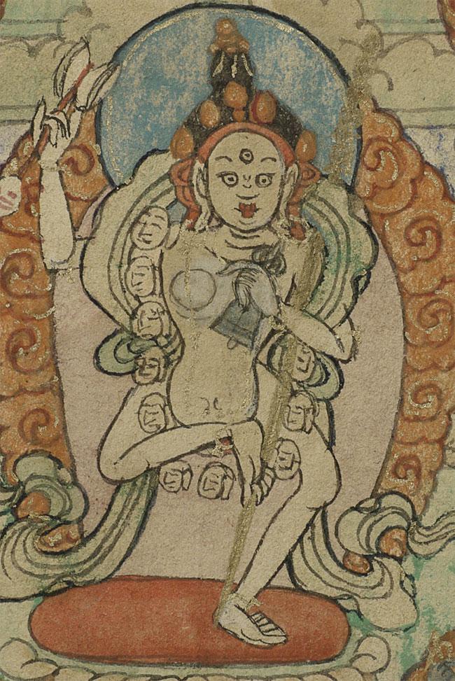 Small antique Mongolian thangka measures 3.25" x 4": Small antique Mongolian thangka measures 3.25" x 4"