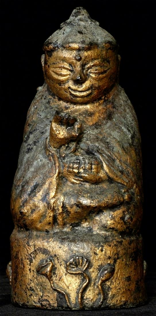 Antique Burmese "Lotus Buddha" made of a mixture of: Antique Burmese "Lotus Buddha" made of a mixture of lacquer and ash. This is a type of Buddha found in Burma and occasionally in Thailand. It is almost always found in wood or lacquer. Typically they 