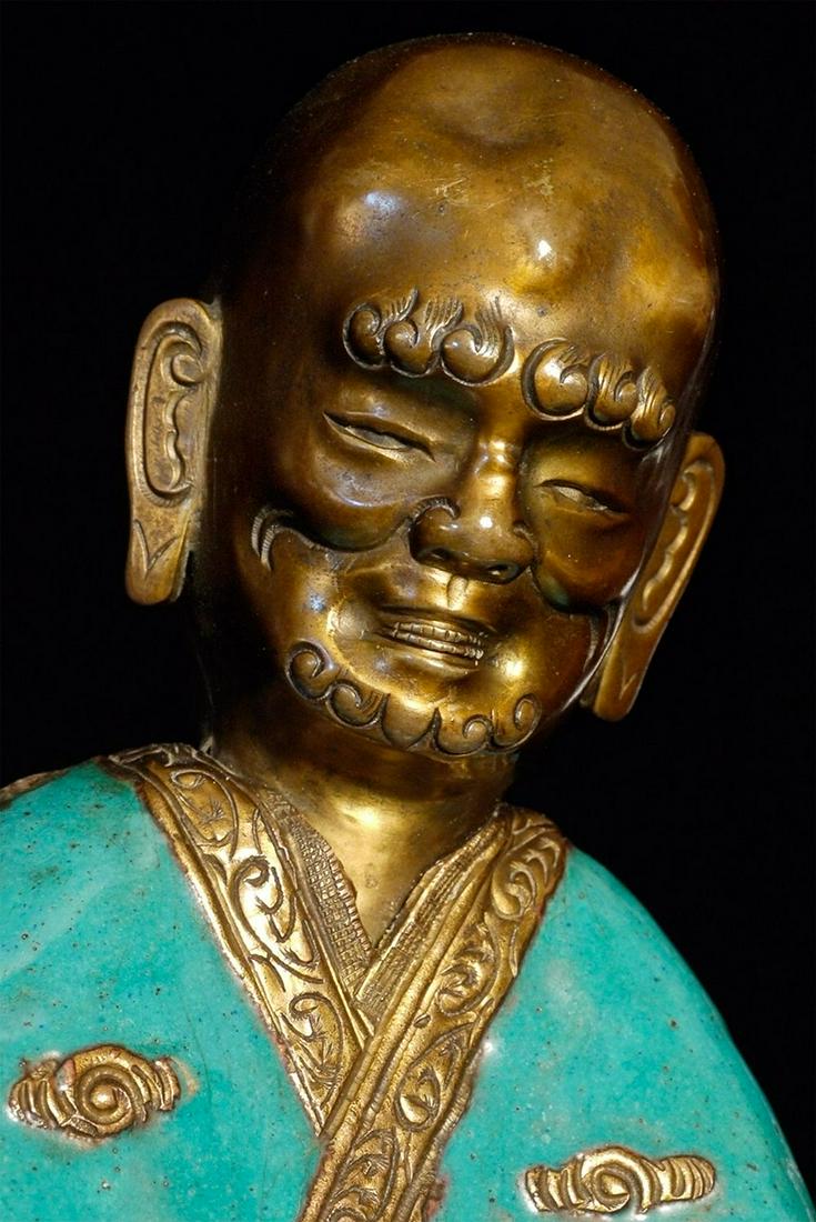 Pair of late 18thC enameled Chinese Monks. (1 of 8)