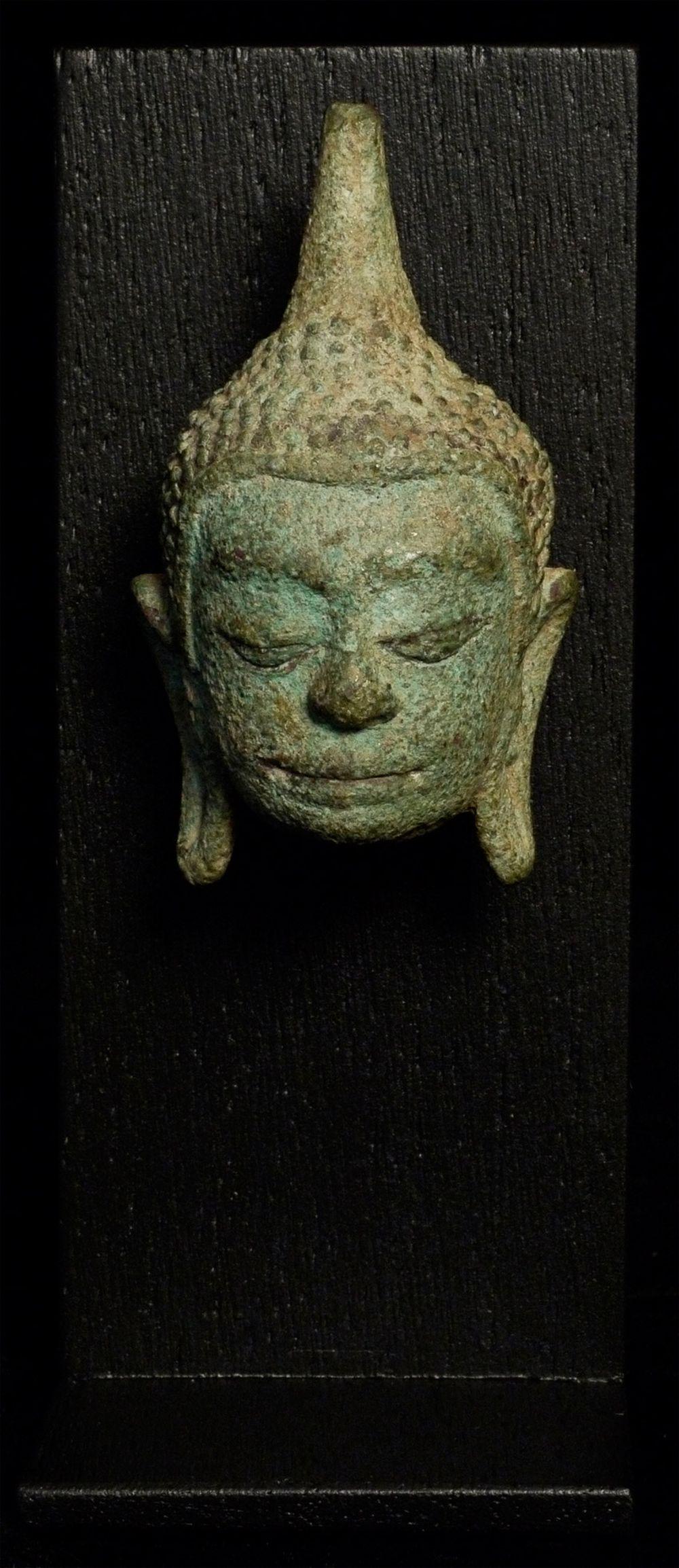 Utong "B" bronze Thai Buddha head (probably 14thC) is (1 of 6)