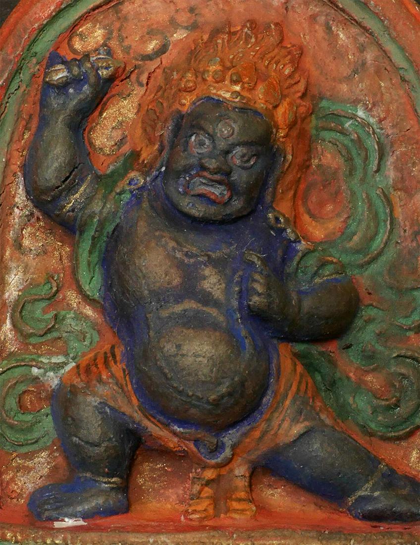 Fine Tibetan or Mongolian, clay image of a of Fierce Deity. (1 of 6)