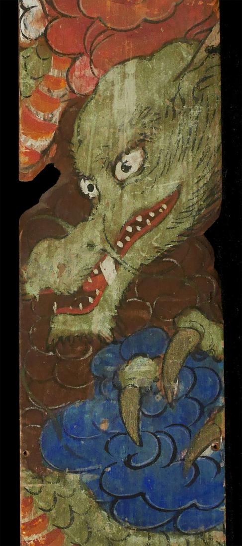 2 painted decorative wooden pieces. (1 of 9)