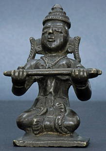 HINDU FIGURE, 19th - 20th Century India, Bronze, 2-5/8: HINDU FIGURE, 19th - 20th Century India, Bronze, 2-5/8 Inches Tall