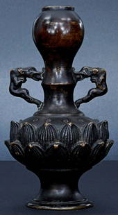 19th Century Japan bronze altar vase. Measures 4.25: 19th Century Japan bronze altar vase. Measures 4.25 inches tall.