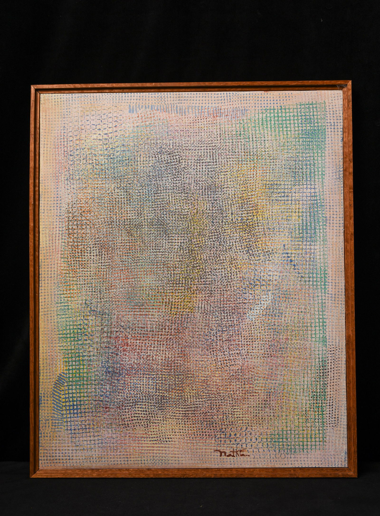 Robert Natkin Painting on Canvas-1970's Abstract-: Robert Natkin Painting on Canvas-1970's Abstract. From a large collection of Robert Natkin' s works from his early and middle periods. It is in the original wood frame- has not been removed for examin
