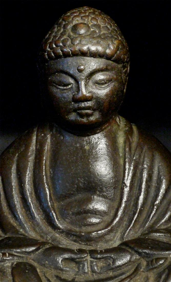 19thC Japanese bronze Buddha. Sits 1.75 inches tall, (1 of 7)