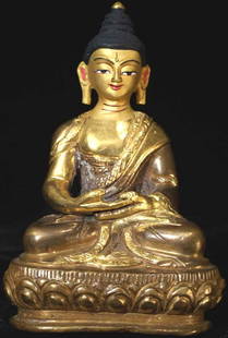 Vintage Tibet Buddha - Came to me as part of a collection from an English Country House.: Nice little Buddha - Came to me as part of a collection from an English Country House. Nice detail, nice faces. 3 1/4" X 2 1/4". There are 3 related pieces with different mudras