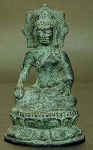 19th Century Indonesian Bronze Buddha -Lovely Example!: BUDDHA , 19th Century Indonesia , Bronze, 3-5/8 Inches Tall