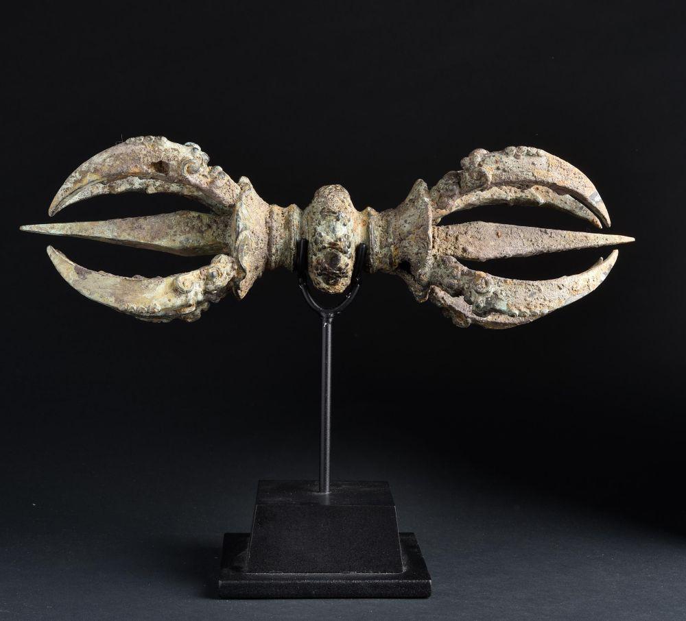 14/15thC Indonesian bronze dorje. Enormous at 14 inches long (1 of 5)
