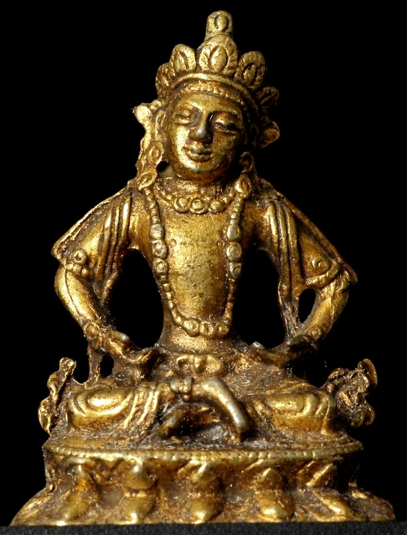 Rare Antique Mini Bronze w/ Consecrated Base, 1.75" (1 of 8)