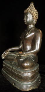 Large Northern Thai Bronze Buddha. Collected by the: Large Northern Thai Bronze Buddha. Collected by the previous owner in the 1970's while stationed in Thailand during the Vietnam War. Was filled with clay core when he purchased it, and as it was very