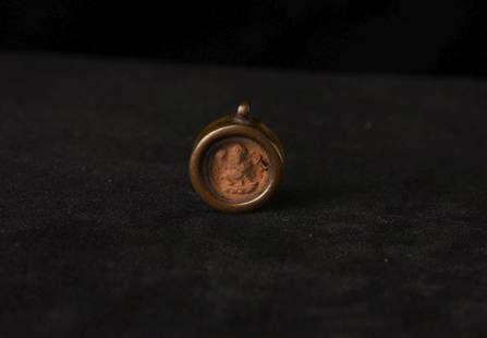 Two very small antique Tibetan Gau Boxes- one with clay tablet (worn) and one with tiny worn thangka: Two very small antique Tibetan Gau Boxes- one with clay tablet (worn) and one with tiny worn thangka - .05lbs - .020kg _ 1"H x 1"W : ( .75" Circle )