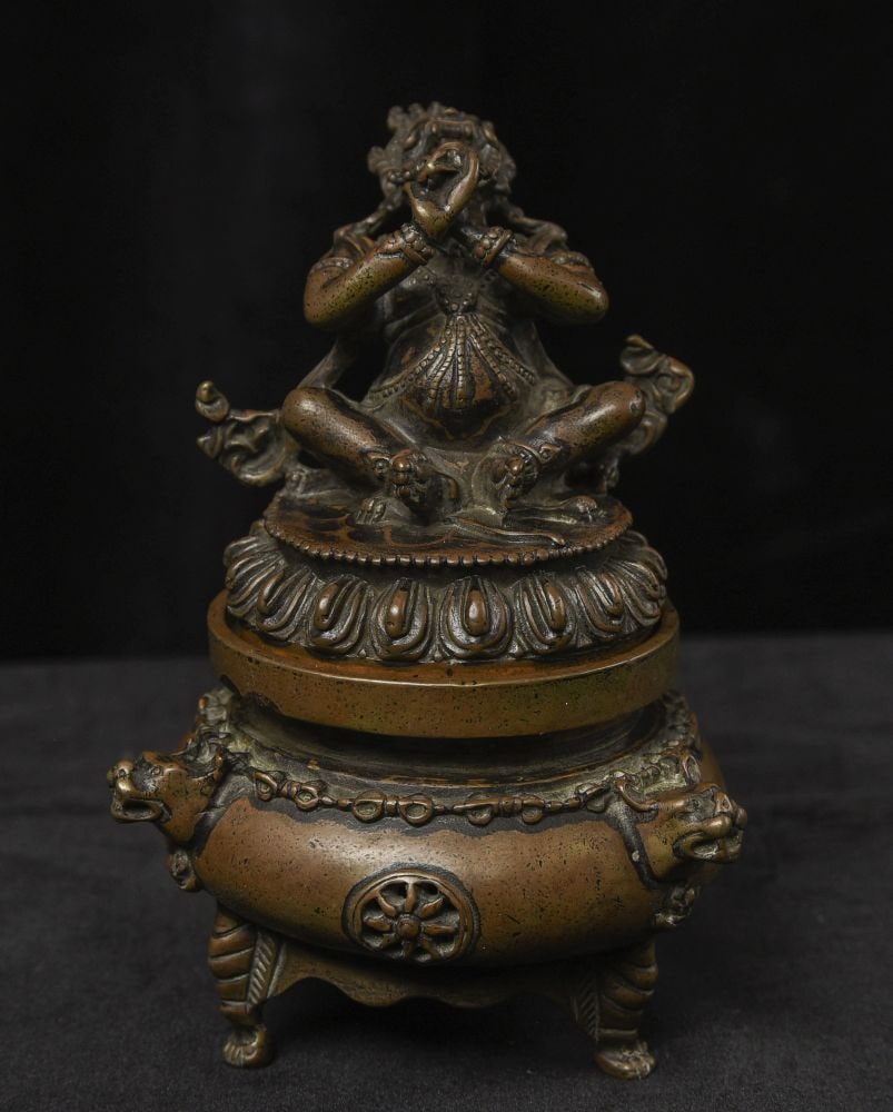 Tibetan Daka-EATER OF BAD DREAMS-Fine Tantric Bronze Incense Burner (1 of 17)