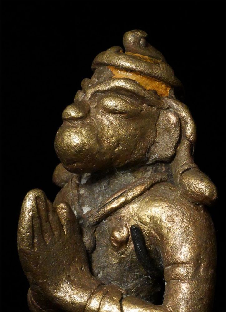 17/18thC bronze Hanuman. Great face. (1 of 8)