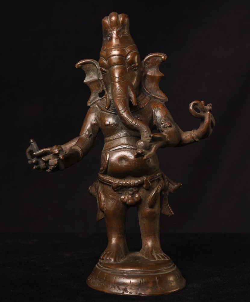 Wonderful Ganesh from India or Nepal - Probably Antique: Standing Ganesh from Northern India or Nepal Probably antique-looks to have age, but I am unsure. He leans a bit to one side. H 7.75" (19.685cm)