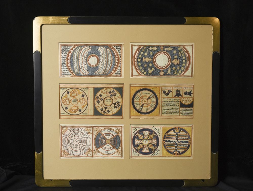 Beautifully framed set of four antique tantric drawings/paintings from India (24.375"H x 22.5"W) (1 of 8)