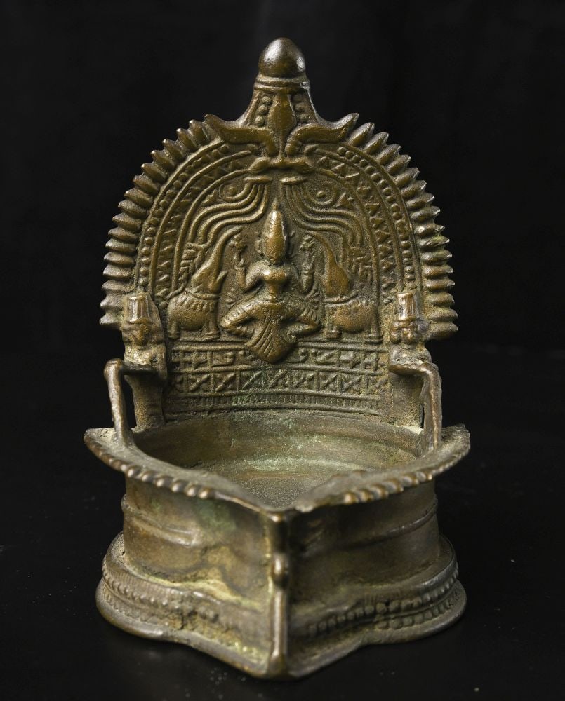 Old Indian lamp. 5" tall, approximately 3.5" x 3.25" at (1 of 6)