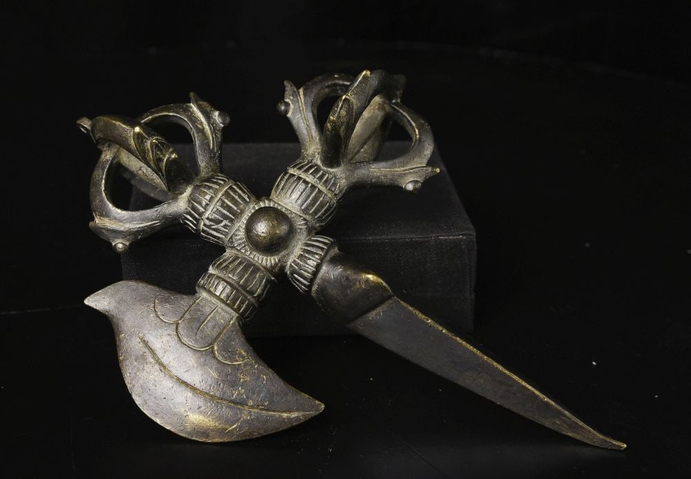 19thC Tibetan ritual object made of bronze. (1 of 8)