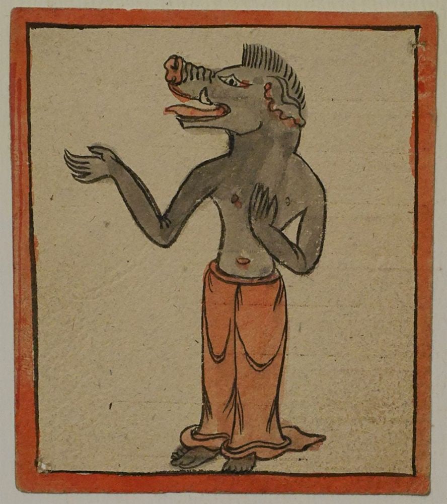 Antique Mongolian Buddhist Tantric figures on paper- Set of 9 (1 of 6)