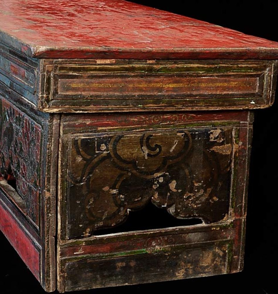 Antique Tibetan Portable Altar Table is 11" high, NEW PHOTOS (1 of 10)