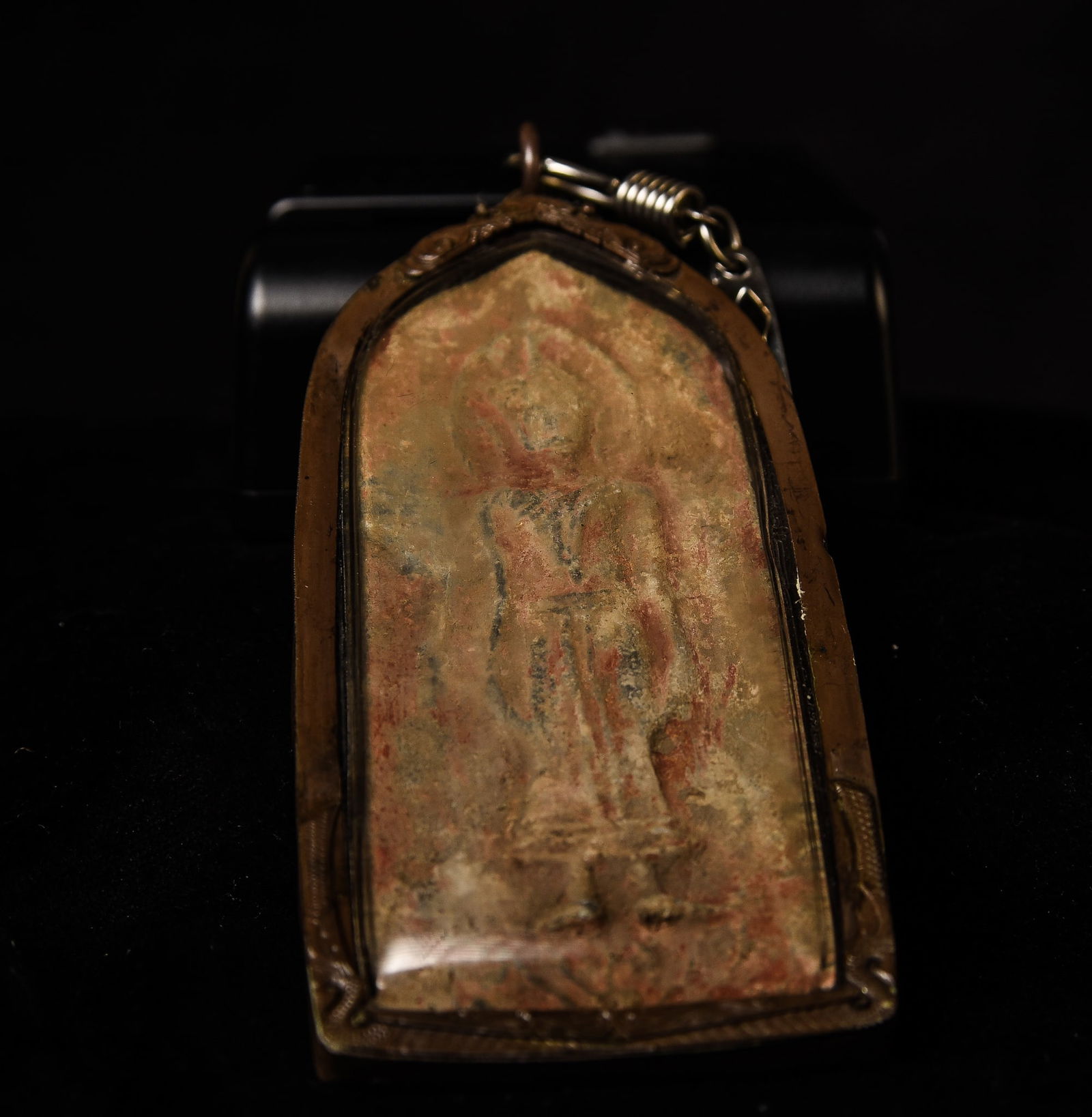 Large ancient Thai silver/lead amulet (1 of 6)