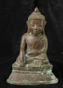 18thC Burmese Late Ava/Early Shan Bronze Buddha.