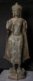 Large Thai Bronze Buddha in a 13thC Style-Expressive and serene face.