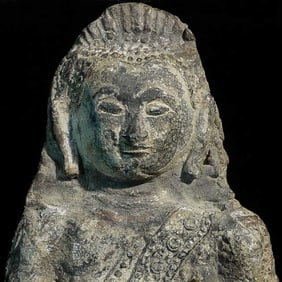 Large Thai 18/19thC lead/bronze figural plaque.