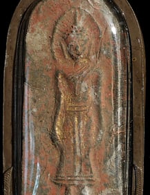 Ancient Thai Silver/Lead Amulet, 4" tall