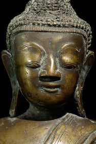 17th C Burmese Buddha, 12" tall